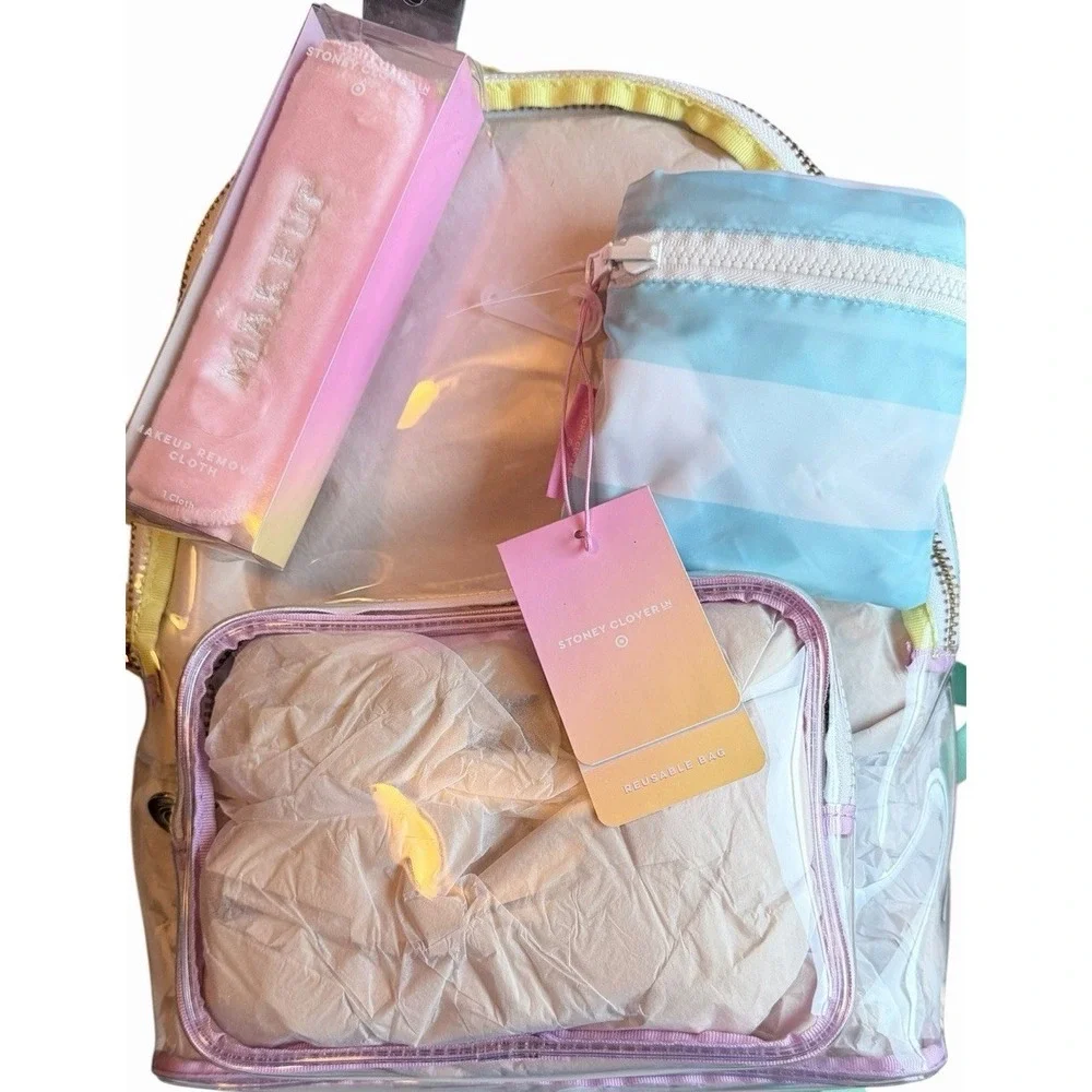 NEW STONEY CLOVER LANE Limited Edition Clear Backpack BUNDLE NWT Travel School